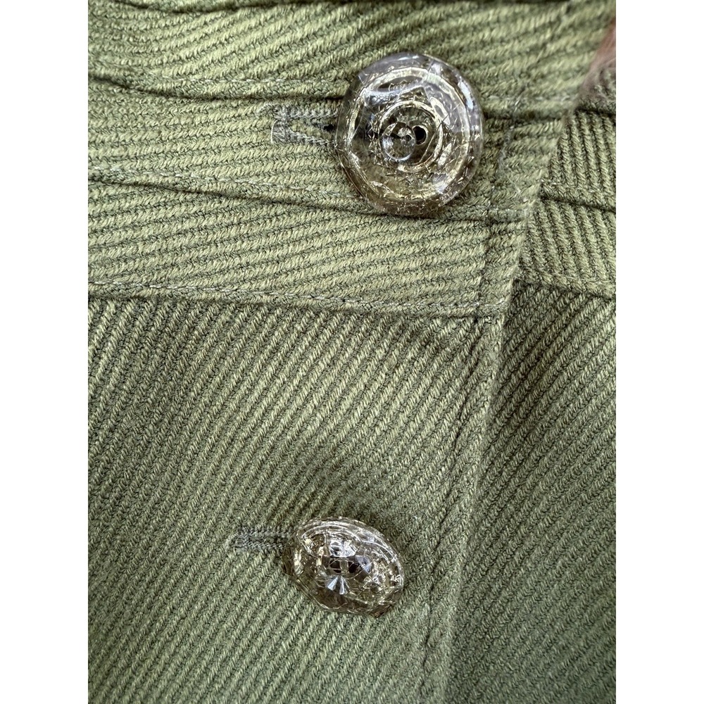 Rampa Olive Green Faux Fur Collar Fit & Flare Coat Vintage Y2K Fall Large - Picture 3 of 14